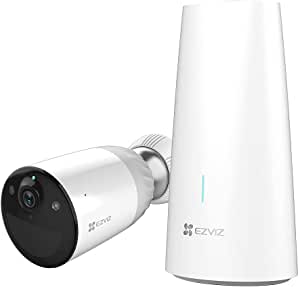 EZVIZ BC1 Wireless Outdoor Cameras 1080p Outdoor Battery Wi-Fi Camera, 365 Days Battery Life, Color Night Vision, Two Way Audio, 1 Camera Kit with 1 Base, Works with Alexa