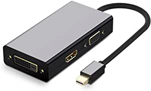 Mini DisplayPort to HDMI DVI VGA Adapter 4K Mini DP Converter Thunderbolt Compatible 3 black in 1 For Mac, 2015 MacBook Pro Air, iMac, Surface Pro3 Pro4, Google Chromebook, PC, Projector - White