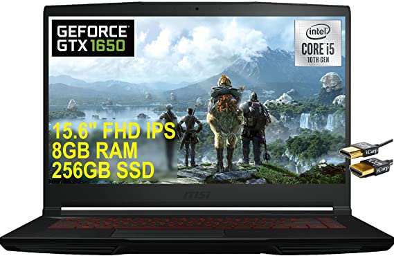 MSI 2021 Flagship GF63 Thin Gaming 15 Laptop 15.6" FHD IPS Display 10th Gen Intel Quad-Core i5-10300H (Beats i7-8750H) 8GB RAM 256GB SSD GeForce GTX 1650 4GB Backlit WiFi6 Win10