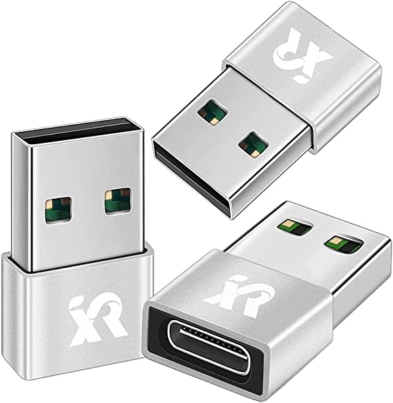 XINRUISEN USB C Female to USB Male Adapter 3Pack, Type C to A Charger Plug Charging Cable Connector for iPhone 12 Pro Max/Mini/11/XR/X/XS/SE 2020,Samsung Galaxy S20/S21/S10/A12/A32,MacBook Pro