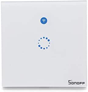 Sonoff Wifi Touch Wall Switch One Way Type UK (1 Gang) Wifi LED Touch Timer Switch Glass Panel Controller Light Switch Remote Control Via APP