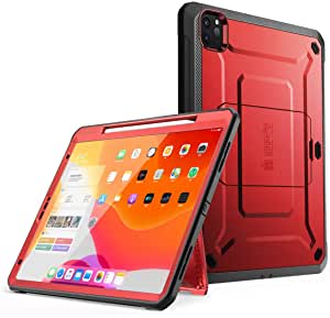 SUPCASE Unicorn Beetle Pro Series Case for iPad Pro 11 2020, Support Apple Pencil Charging, Built-in Screen Protector Full-Body Rugged Kickstand Protective Case for iPad Pro 11 inch 2020 -MetallicRed