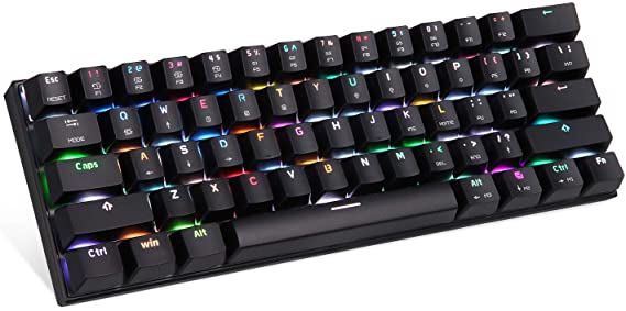Motospeed Wired/Wireless 3.0 Mechanical Keyboard 60% Compact 61 Keys RGB Backlit Type-C Gaming/Office Keyboard for PC/Mac/Linux/iPad/iPhone/Smartphone/Laptop Red Switch