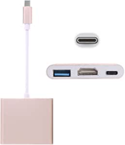 USB-C/Type-C 3.1 Male to USB-C/Type-C 3.1 Female & HDMI Female & USB 3.0 Female Adapter Adapter Cable (Color : Silver)