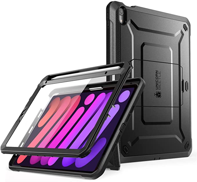 SUPCASE Unicorn Beetle Pro Series Case for iPad Mini 6th Generation 8.3 Inch (2021), Support Apple Pencil Charging with Built-in Screen Protector Full-Body Rugged Kickstand Protective Case (Black)