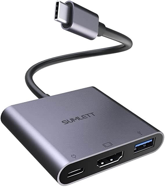 USB C to HDMI Adapter,USB Type C to HDMI 4K Hub (Thunderbolt 3 Compatible) 3 in 1 with USB 3.0 and Type-C PD 87W Port for MacBook Pro/Air,Galaxy S20/S10/Note20/10,iPad Pro 2018/2020,iPad Air 4 etc