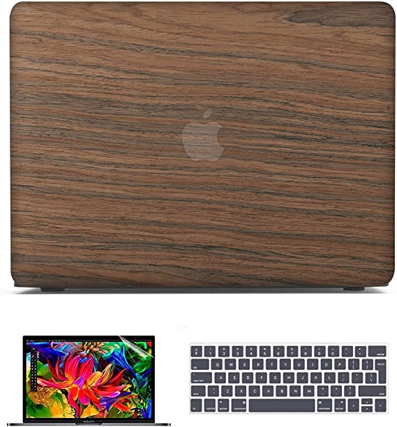BELK Compatible with MacBook Pro 13 inch Case M1 2021 2020 2019 2018 2017 Release,Slim Soft Wood Hard Shell Cover + Keyboard Cover + Screen Protector, MacBook Pro 2020 Case, Cherry