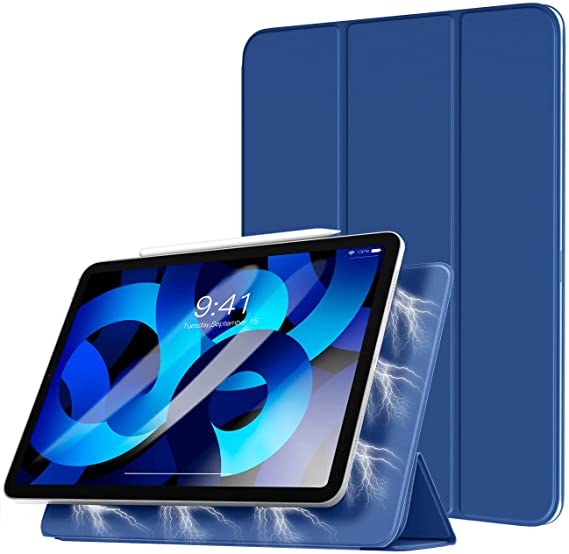 TiMOVO Case for New iPad Air 4th Generation, iPad Air 4 Case (10.9-inch, 2020)/iPad Pro 11" 2018, [Support Apple Pencil Pair & Charging] Strong Magnetic Trifold Case & Auto Sleep/Wake - Navy Blue