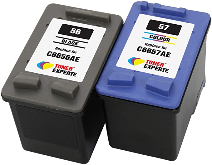 TONER EXPERTE® Set of 2 XL Compatible Ink Cartridges Replacement for HP 56 HP 57 C6656AE C6657AE Photosmart 7260 7350 7450 7660 7762 7960 C4180 C4280 C5280 Deskjet 5150 5550 450CBi Officejet 5610 4215