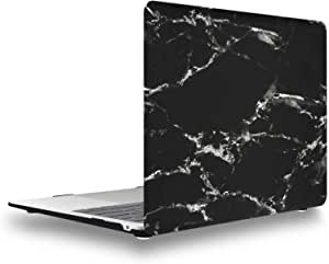 NTECH - Compatible With MacBook Air 13 inch (Case 2021/2020/2019/2018) Model (A2337/(M1)/A2179/A1932), With Retina Display Touch ID, Matte Protective Hard Shell Case Cover, (Black/White Marble)