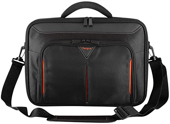Targus Classic Clamshell Premium Protective Laptop Bag with Handles specifically designed to fit up to 14-Inch, Black/Red (CN414EU)