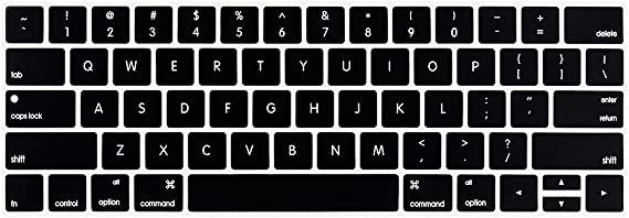 LENTION Silicone Keyboard Cover Skin Compatible for 2019-2016 MacBook Pro (13/15-Inch, with Touch Bar) - Model A1990/A1989/A1707/A1706/A2159, Not Cover the Touch Bar (US Edition, ANSI, Black)