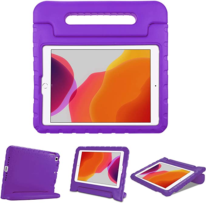 ProCase Kids Case for 10.2" iPad 8th Gen 2020 / 7th Gen 2019 / iPad Air 10.5" (3rd Gen) / iPad Pro 10.5", Shockproof Convertible Handle Stand Cover Light Weight Kids Friendly Case -Purple