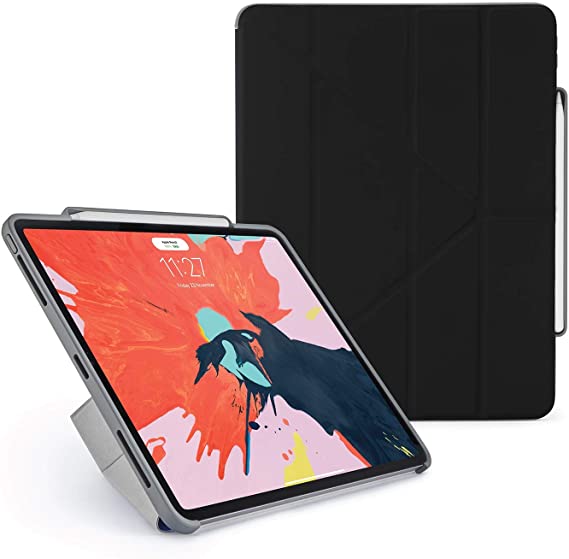 Pipetto iPad Pro 12.9 Inch Case 2018 3rd Generation | Shockproof TPU | Apple Pencil 2 Sync & Charge | Origami 5-in-1 Cover - Black