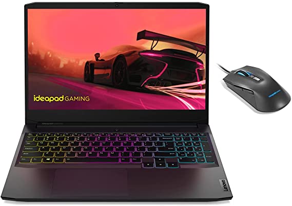 Lenovo IdeaPad Gaming 3 Laptop - Ryzen 5 5600H 6-Core, 16GB RAM, 512GB SSD, NVIDIA RTX 3060 6GB GDDR6 Graphics, 15.6" FHD 1920x1080 IPS 165Hz, 4Zone RGB Backlit Keyboard, Dos, black + Gaming RGB Mouse