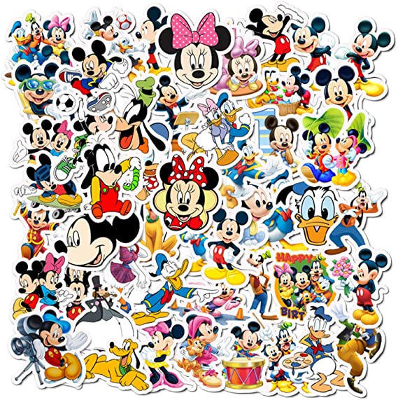 50Pcs Cartoon Mickey Mouse Theme Vinyl Waterproof Stickers for Water Bottle Cup Laptop Guitar Car Motorcycle Bike Skateboard Luggage Box Graffiti Patches CJHSL