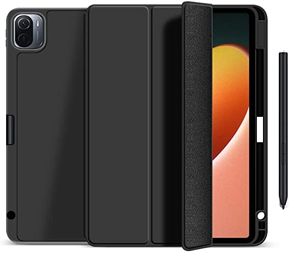 Smart Case Compatible with Xiaomi Mi Pad 5 / MiPad 5 Pro 11 inch 5G 2021 Smart Case Flip Cover with Pencil Holder Leather Case Soft TPU Back And Trifold Stand With Auto Sleep (Black)