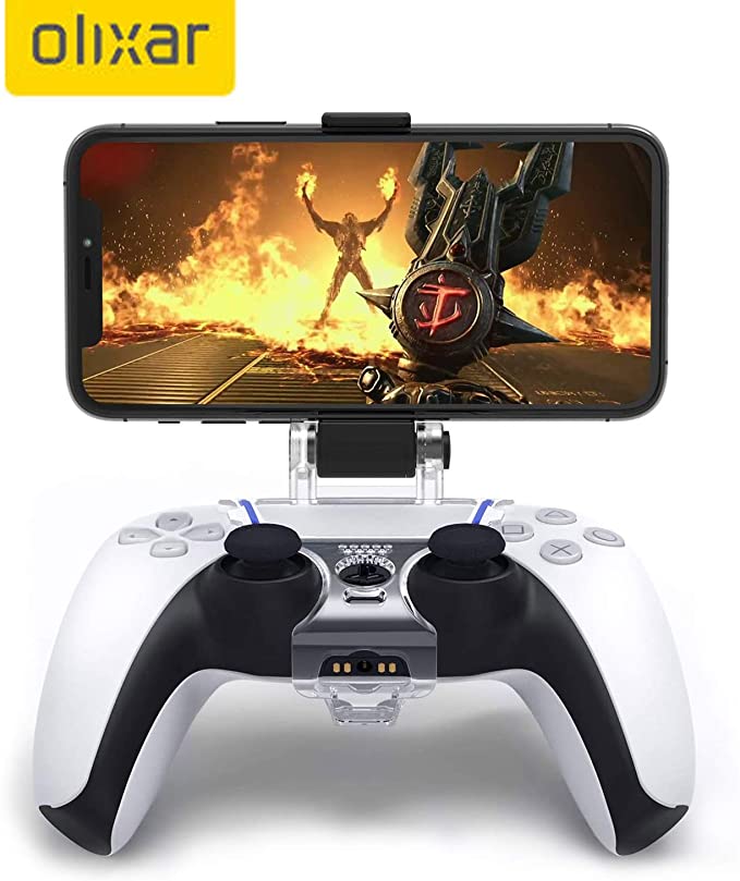Olixar Controller Phone Mount for Sony PlayStation 5 DualSense Controller - Dominate the Mobile Gaming Battlefield by Linking your PS5 Controller to Your Phone