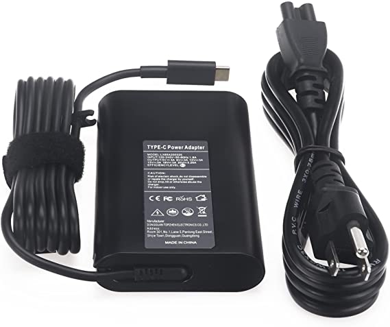 65W 45W USB C Laptop Charger Fit for Dell XPS 12 9250 XPS 13 5580 7280 9350 9360 9365 9370 9380, Latitude 7370 7280 7480 5480 7275 7490 5290 LA65NM170 2YKOF Type C AC Adapter Power Supply