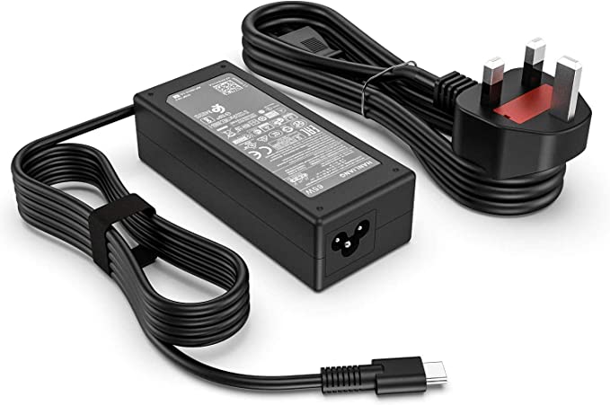 USB-C/Type C Laptop Aapter Charger 65W/45W for Dell XPS,ASUS,Lenovo Yoga 720/ThinkPad X1 Carbon T480 300e,Acer,HP Spectre Pavilion X360,Huawei Samsung and More USB C Devices,With UK Extension Cable