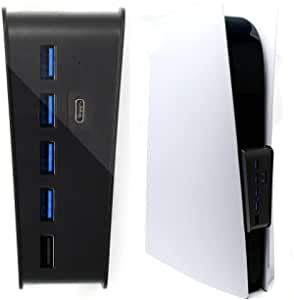 STEADYGAMER 5 Port USB Hub for Playstation 5 (PS5) | USB Extender | High Speed Charger Port | 4 USB + 1 USB Charging Port + 1 Type C Charging Port