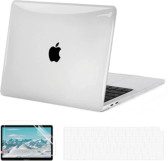 G JGOO Compatible with MacBook Air 13 Inch Case 2021 2020 2019 2018 Release M1 A2337 A2179 A1932 Touch ID, MacBook Air 2020 Case, Clear Laptop Hard Shell Case + 2 Keyboard Covers + Screen Protector
