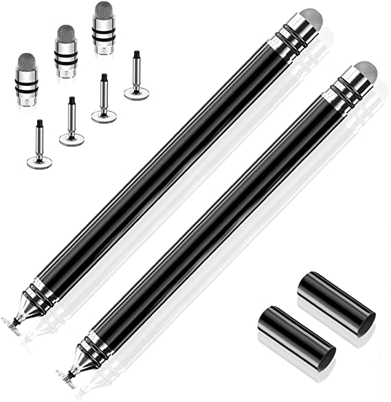 Stylus Pens for Touch Screens, UROPHYLLA Fine Point Stylus Touch Screen Capacitive Stylus Pens for iPad, iPhone, Tablet, Laptops and All Capacitive Touch Screens with 7 Replacement Tips - Black/Black