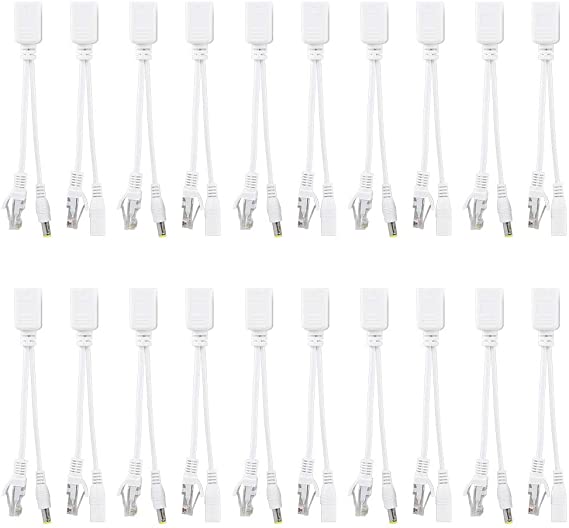10 Pair IP Camera POE RJ45 Cable Power Over Ethernet Adapter Injector + Splitter DC 12 V