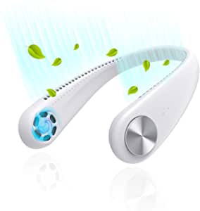 Neck Fan - Upgraded Bladeless Necklace Fan Hands Free Portable Neck Fan Rechargeable Mini USB Personal Fan,Air Circulation Neck Fan,Headphone Design Wearable Bladeless Hanging Neck Fan,3Level Air Flow