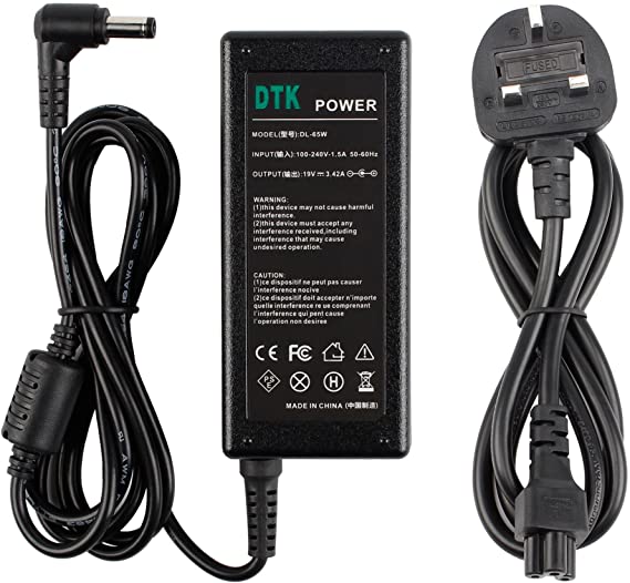 DTK 19V 3.42A 65W Laptop Charger for ASUS MSI Toshiba Lenovo Medion Notebook Computer PC Power Cord Supply Lead AC Adapter Connector : 【5.5 x 2.5mm】