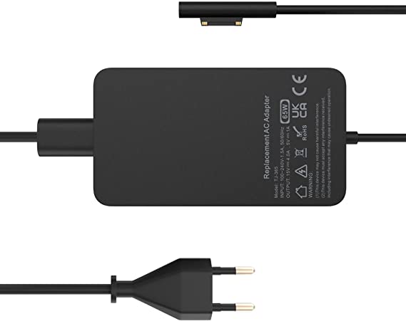 Surface Pro Charger, 65 W 15 V 4 A Microsoft Surface Power Supply for Surface Laptop4/3/2/1, Surface Book1/2, Surface Pro X/Pro 8/Pro 7/Pro 6/Pro 5/Pro 4, Surface Go, with USB Port