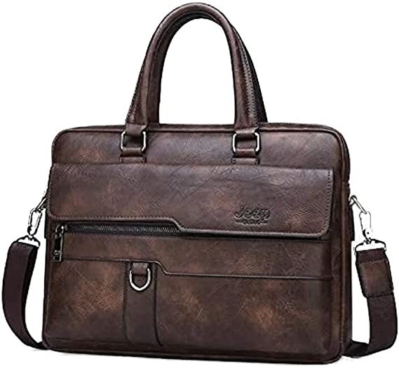 Jeep Leather Brown Bag for Men - Laptop Bags