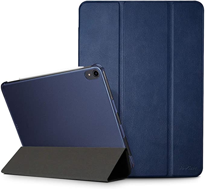 ProCase iPad Air 4 10.9” 2020 / iPad Pro 11 2018 1st Gen Case, [Support Apple Pencil Charging] Slim Lightweight Stand Case with Translucent Frosted Back Smart Cover for iPad 10.9 / Pro 11 2018 –Navy