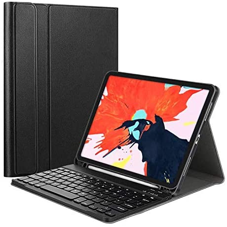 iPad Pro 11'' 2018/2020 Keyboard Case(1st/2nd Generation),Ultra Slim Wireless Detachable Bluetooth Tablet Keyboard with Leather Cover/Pencil Holder, Black