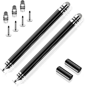 Stylus Pens for Touch Screens, UROPHYLLA Fine Point Stylus Touch Screen Capacitive Stylus Pens for iPad, iPhone, Tablet, Laptops and All Capacitive Touch Screens with 7 Replacement Tips - Black/Black
