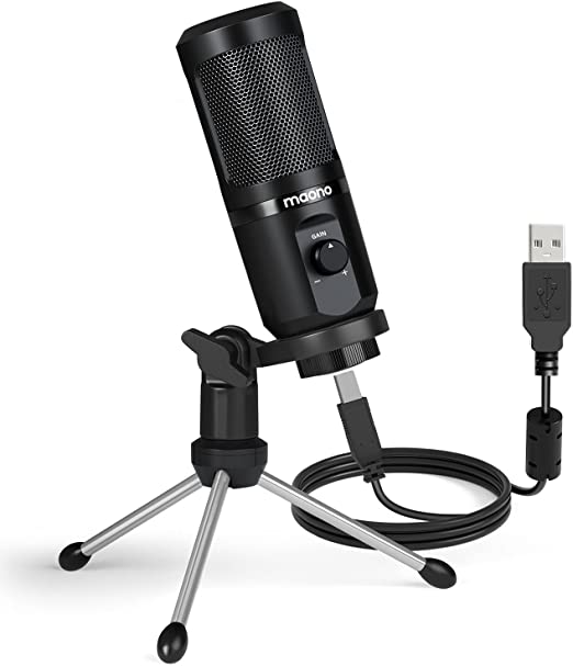 USB Microphone with Mic Gain, MAONO 192Khz/24Bit Podcast PC Computer Condenser Mic for Recording, Gaming, Streaming, Voice Over, YouTube, Twitch, Skype, Compatible with Mac Laptop Desktop, PM461TR