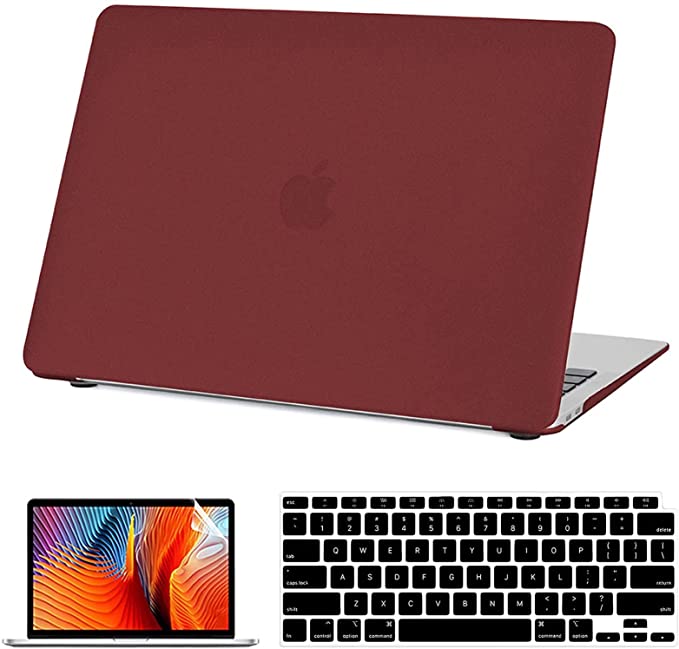 MonsDirect Compatible with MacBook Pro 13 inch Case 2016-2020 Release with Touch Bar, Model A2338 M1 A2289 A2251 A2159 A1989 A1706, Plastic Hard Shell Case & Keyboard Cover & Screen Protector, Red