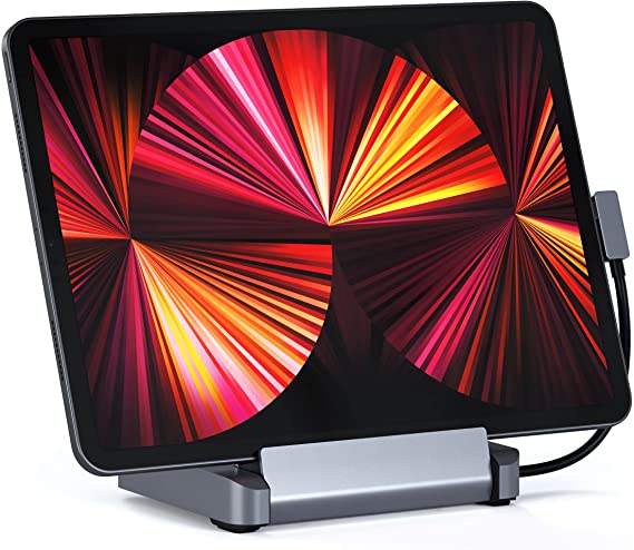 Satechi Aluminum Stand & Hub – 6-in-1 USB-C Hub Foldable Stand – Compatible with 2021/2020/2018 iPad Pro & 2020 iPad Air