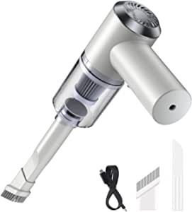 MIK Hand Vacuum Cleaner,Mini Handheld Vacuum -Cordless Rechargeable Portable Vacuum Cleaner with LED Light, USB Vacuum Cleaner for Car,Home, Keyboard, Pet Hair (White)