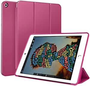 For Apple iPad Air 2 (9.7 inches) Smart Case Flip Cover Leather Case Soft TPU Back And Trifold Stand With Auto Sleep - Dark Red