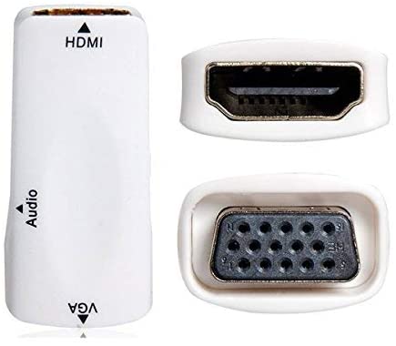 Etzin 1080P HDMI Female to VGA Female Converter White Adapter with Audio Cable Compatible with PC , Laptop,TV,1080P