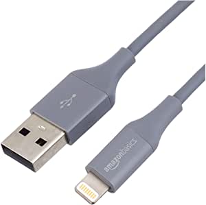 AmazonBasics Lightning to USB A Cable, Advanced Collection - Apple MFi Certified iPhone Charger - Gray, 4-Inch, 2-Pack