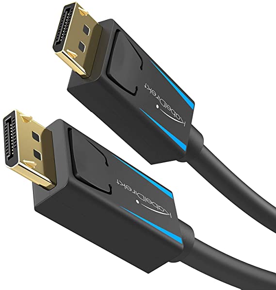 KabelDirekt – كابل DisplayPort 8K – 5 م (معدلات النقل تصل إلى 32.4 غيغا بايت في الثانية، UHD مع 8K/ 60 هرتز أو 4K / 120 هرتز، HBR3، DSC، HDR 10، موصل مع القفل)