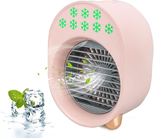 Mini Cooling Personal Fan Powered by USB (PINK),Portable Air Conditioner Cooler Humidifier for Home Office Dorm and Make-up Speed Dryer