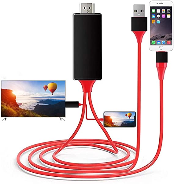 [Apple MFi Certified] Lightning to HDMI Adapter Cable, Compatible with iPhone to HDMI Adapter, 1080P Digital AV Converter, Compatible with iPhone iPad iPod to TV Cord 6.6FT