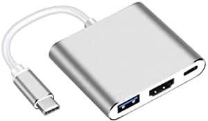 Tobo USB-C to HDMI Adapter, 3 in 1 Type-C to HDMI Multiport Adapter Converter with USB 3.0 Port and USB C Charging Port (USB-C-3-IN-1-HDMI 4K)