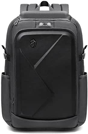 Arctic Hunter Waterproof Polyester Front Hard Shell 28 Litres Business Travel Laptop Backpack for 15.6 inch Laptop with earphone hole (Grey), Grey, Daypack Backpacks