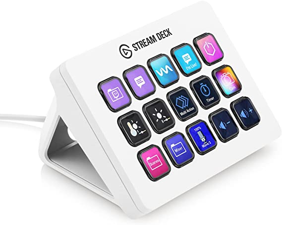 Elgato Stream Deck MK.2 [White Edition] - Studio Controller, 15 Macro Keys, Trigger Actions in apps and Software Like OBS, Twitch, YouTube and More, Works with PC,MAC