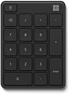 Microsoft Number Pad - Matte Black. Standalone Number Pad for Numeric Input. Wireless, Bluetooth 18-Key Number Pad with Up To 24 Months Battery Life