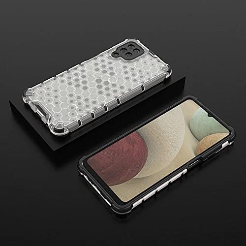 For Samsung Galaxy A12 (4G / 5G), Heavy Duty Protection Cover From GrabMobily - Original New cover - Integrated Protection Ironman Honeycomb Shockproof TPU Case - Clear White